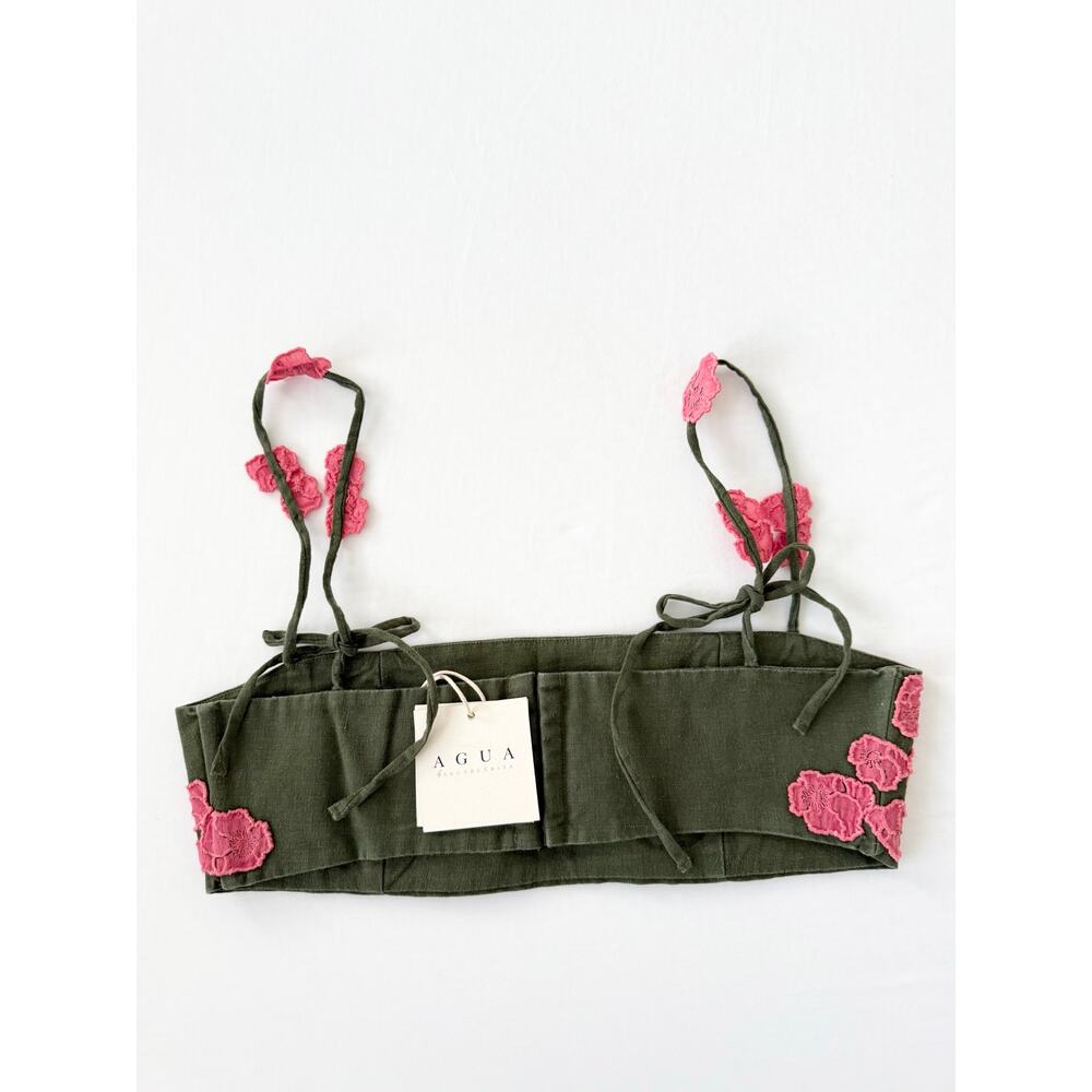 Agua by Agua Bendita Pensamiento Botanico Rosa Crop Top Olive Green Size S NWT - Picture 5 of 7
